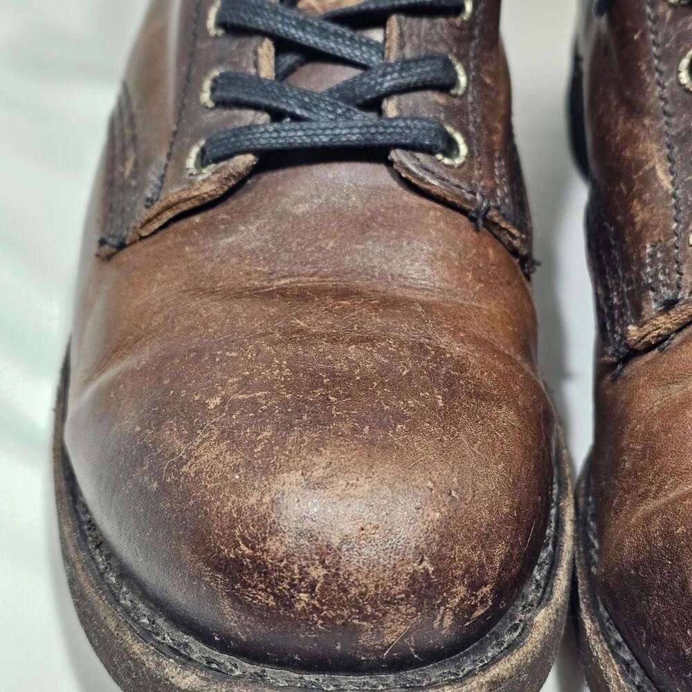 Frye Dark Brown Lace Up Prison Boot Distressed Leather Men’s Size 9.5 (Read) - Picture 3 of 12